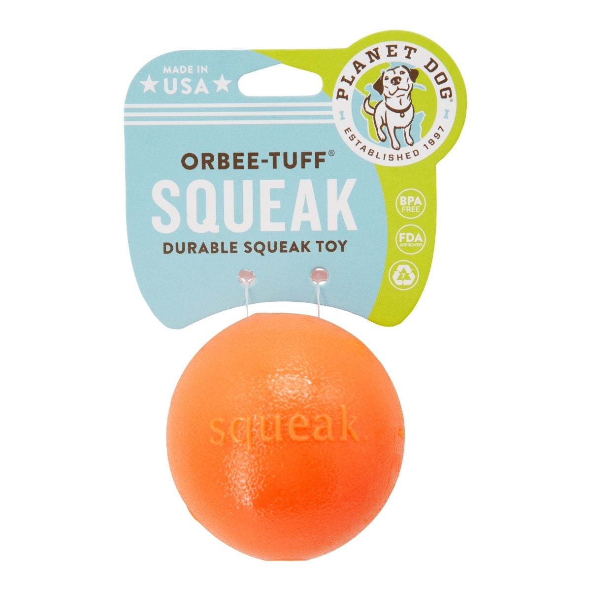 Planet Dog Orbee Tuff Fresh Breath Squeaker Fetch Ball for Dogs