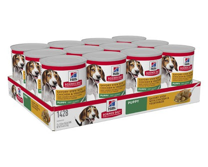 Hill’s Science Diet Wet Food Tins Puppy Savory Stew Chicken & Veg 12 x 363g