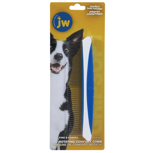 JW GripSoft Rotating Comfort Grooming Comb - Fine & Course