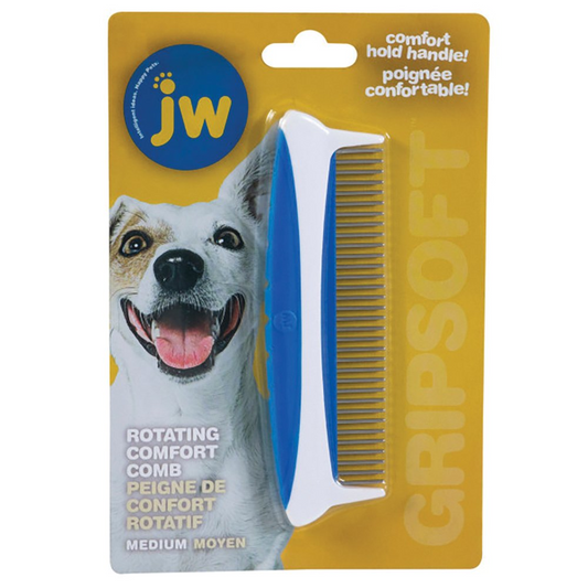 JW GripSoft Rotating Comfort Grooming Comb - Medium