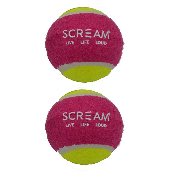 Scream Tennis Ball Loud Green & Pink Medium 2 Pack