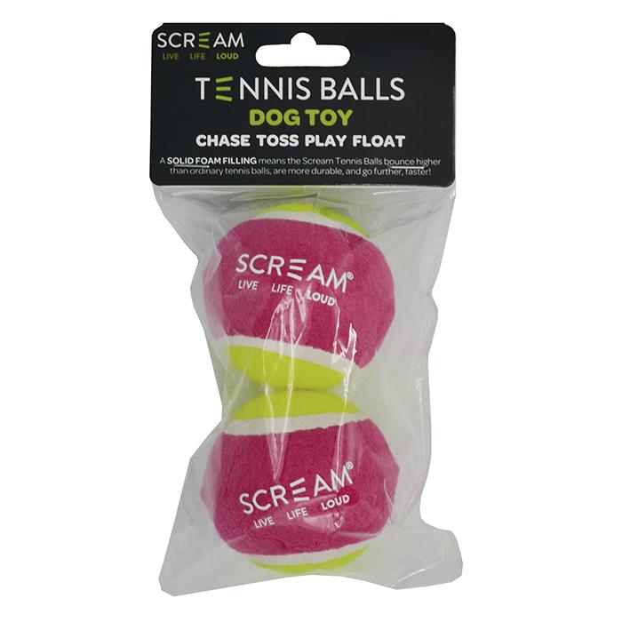 Scream Tennis Ball Loud Green & Pink Medium 2 Pack