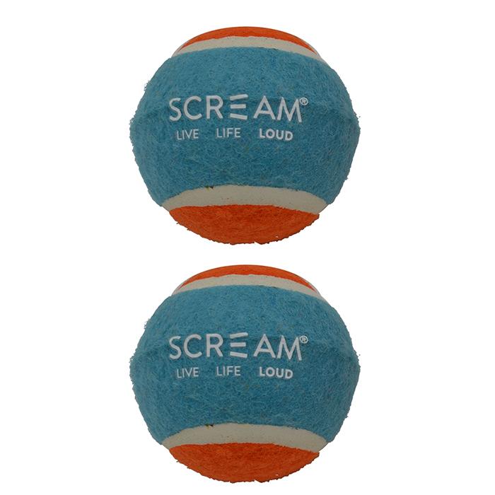 Scream Tennis Ball Loud Blue & Orange Medium 2 Pack