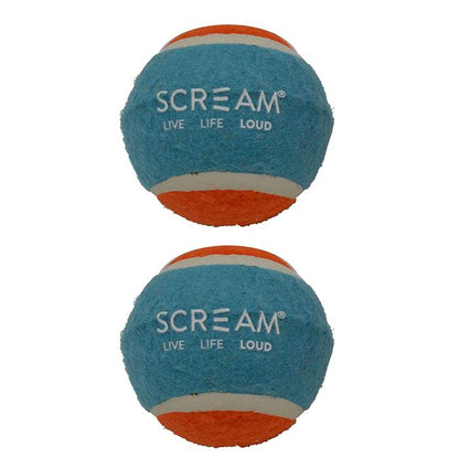 Scream Tennis Ball Loud Blue & Orange Medium 2 Pack