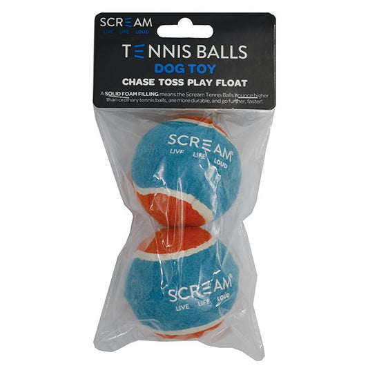 Scream Tennis Ball Loud Blue & Orange Medium 2 Pack