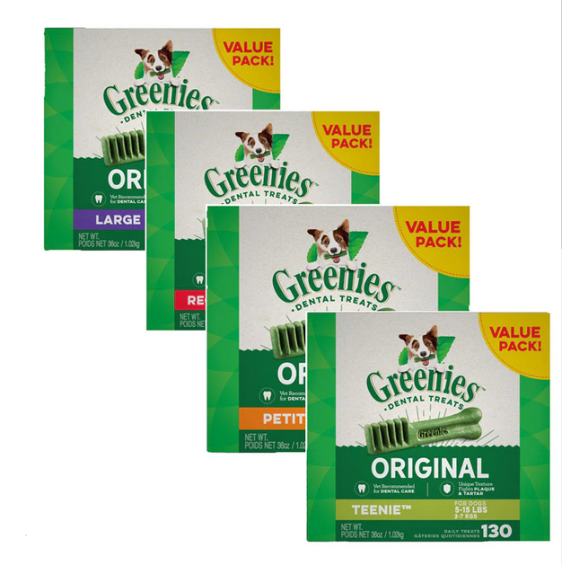 Greenies Dental Dog Treats Original Value Pack Teenie 1.02kg (130 Pack)