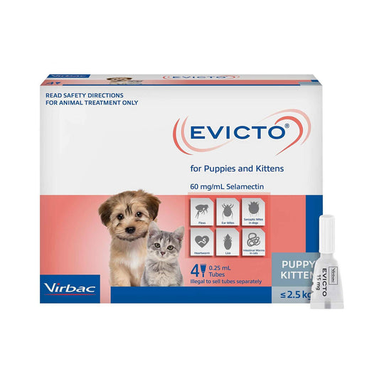 Virbac Evicto Puppies and Kittens up to 2.5kg (4 x 0.25ml Tubes)