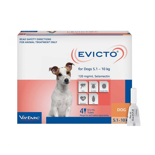 Virbac Evicto Small Dogs 5.1 to 10kg (4 x 0.25ml Tubes)