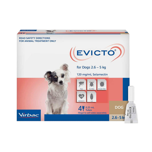 Virbac Evicto Very Small Dogs 2.6 to 5kg (4 x 0.25ml Tubes)