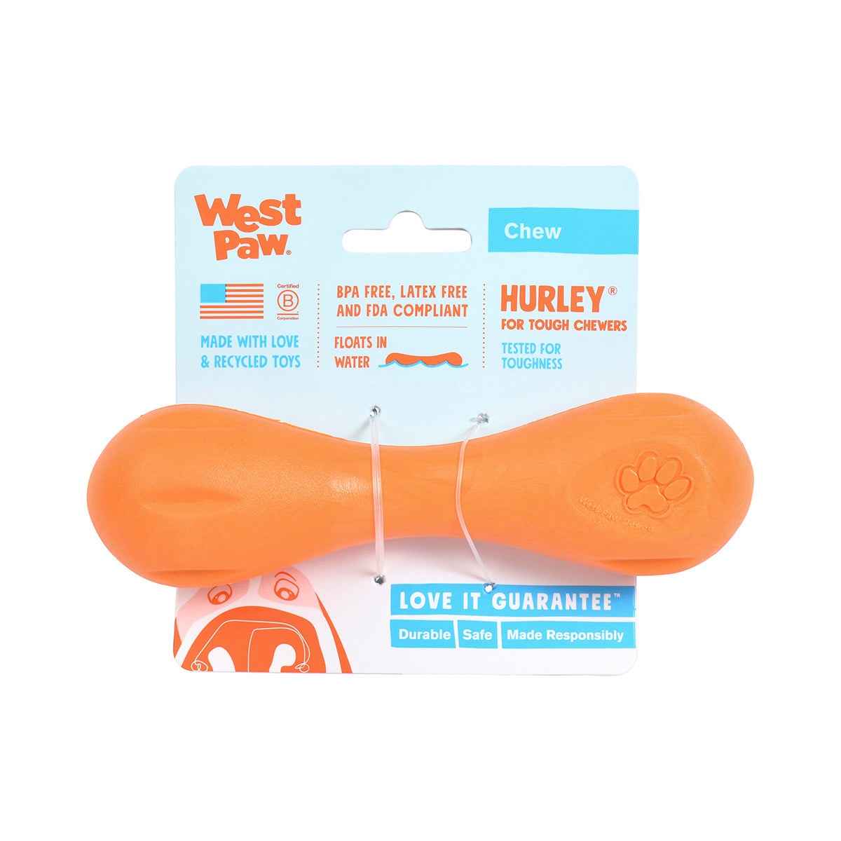 West Paw Hurley Fetch Toy for Tough Dogs