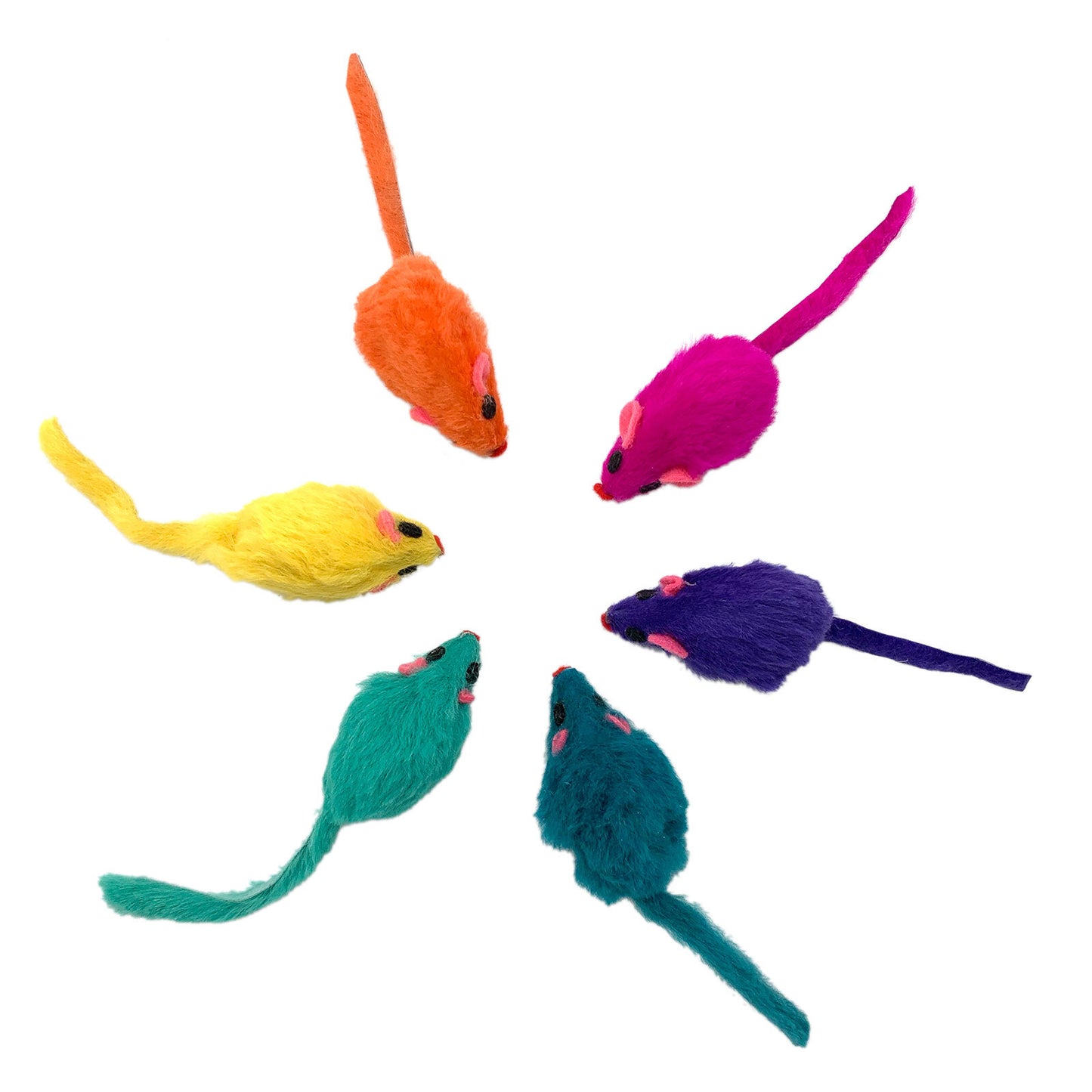 Zanies Cat Toys Rainbow Furry Mice - Box of 60