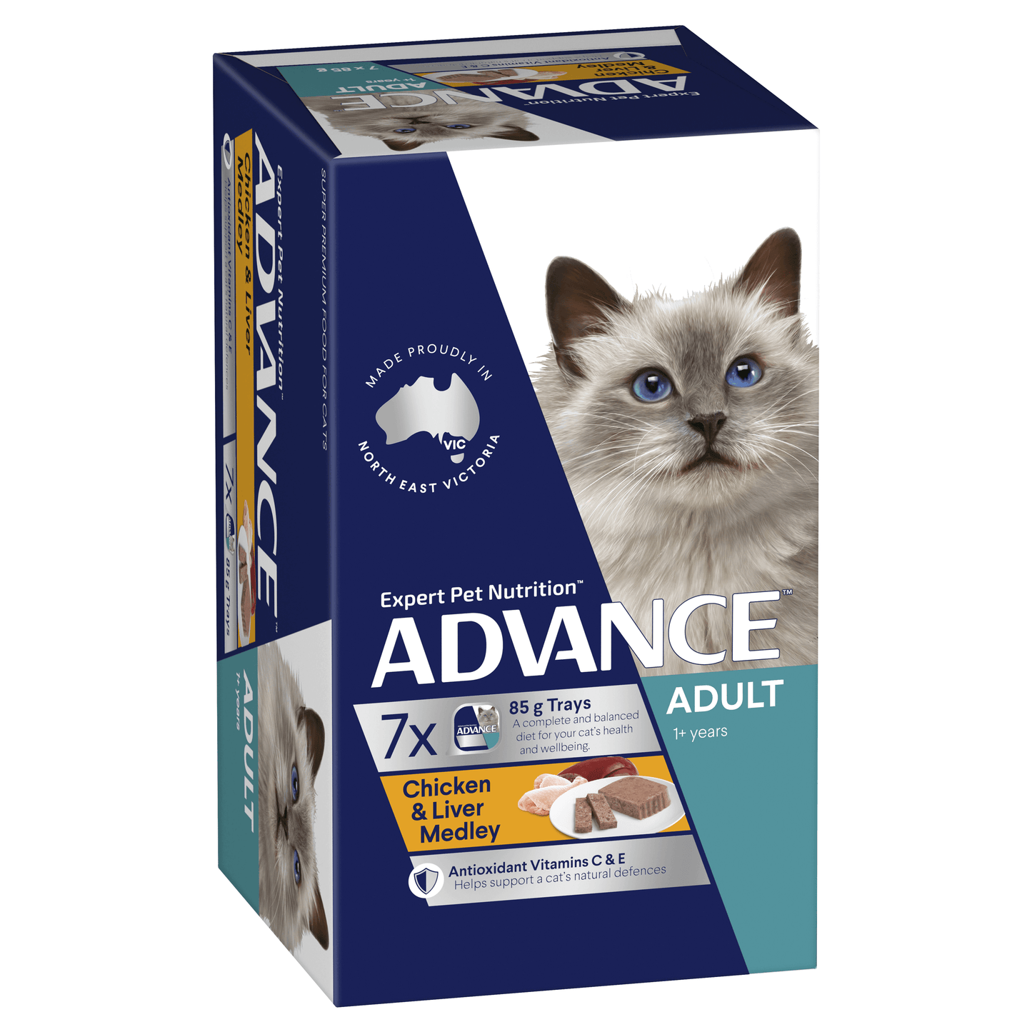 Advance Wet Food Tray Adult Cat Chicken & Liver Medley (7 x 85g)