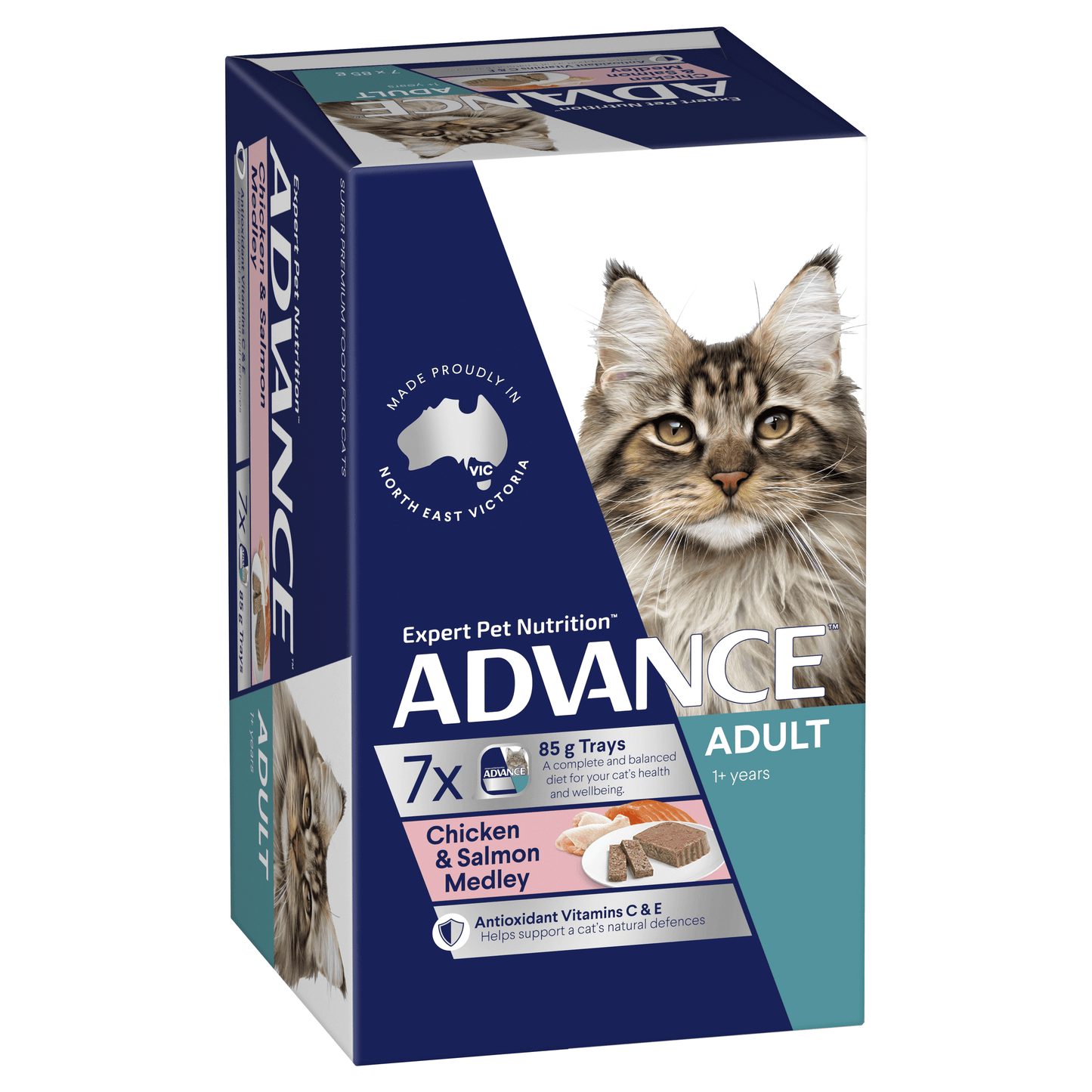 Advance Wet Food Tray Adult Cat Chicken & Salmon Medley (7 x 85g)