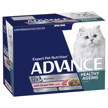 Advance Pouches Adult Cat Healthy Ageing Ocean Fish in Jelly (12 x 85g)