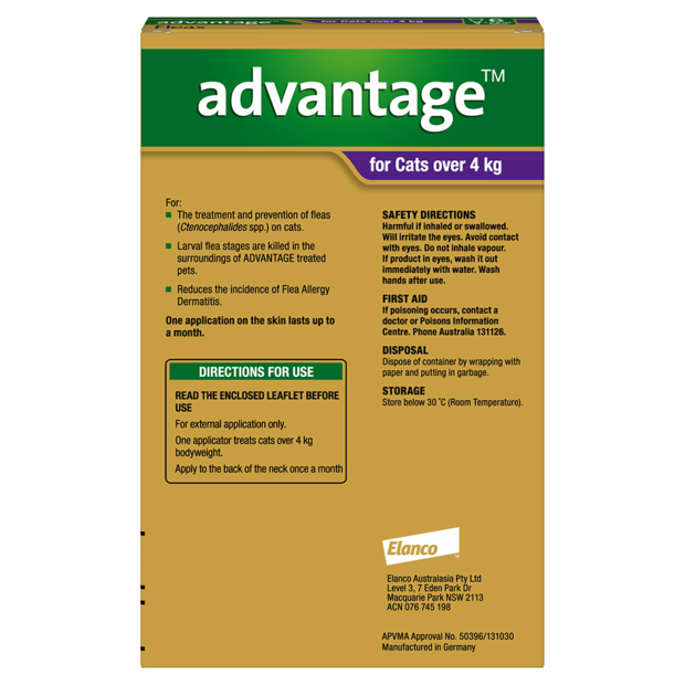 Advantage Fleas Large Cats over 4kg Purple