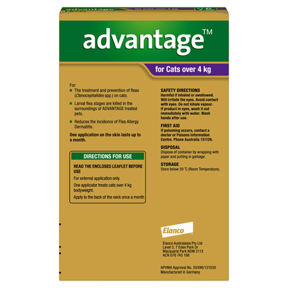 Advantage Fleas Large Cats over 4kg Purple