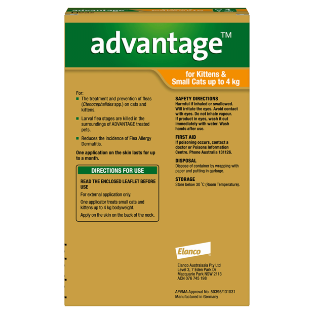 Advantage Fleas Kittens & Small Cats up to 4kg Orange