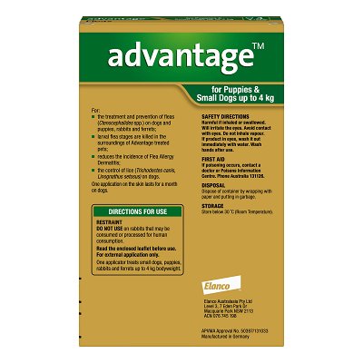 Advantage Fleas Puppies & Small Dogs up to 4kg green