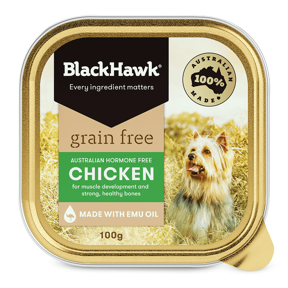 Black Hawk Wet Food Tray Adult Dog GRAIN FREE Chicken (9 x 100gm)