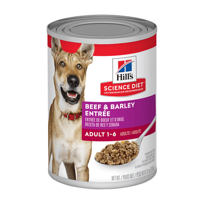 Hill’s Science Diet Wet Food Tins Adult Dog (1-6) Beef & Barley Entree 12 x 370g