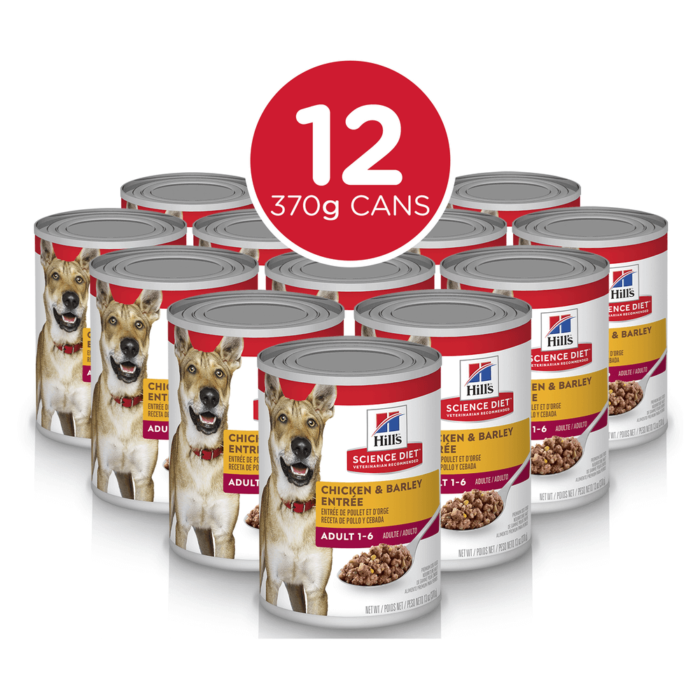 Hill’s Science Diet Wet Food Tins Adult Dog (1-6) Chicken & Barley Entree 12 x 370g