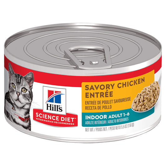 Hill's Science Diet Wet Food Tins Adult Cat Indoor Savoury Chicken Entree (24 x 156g)