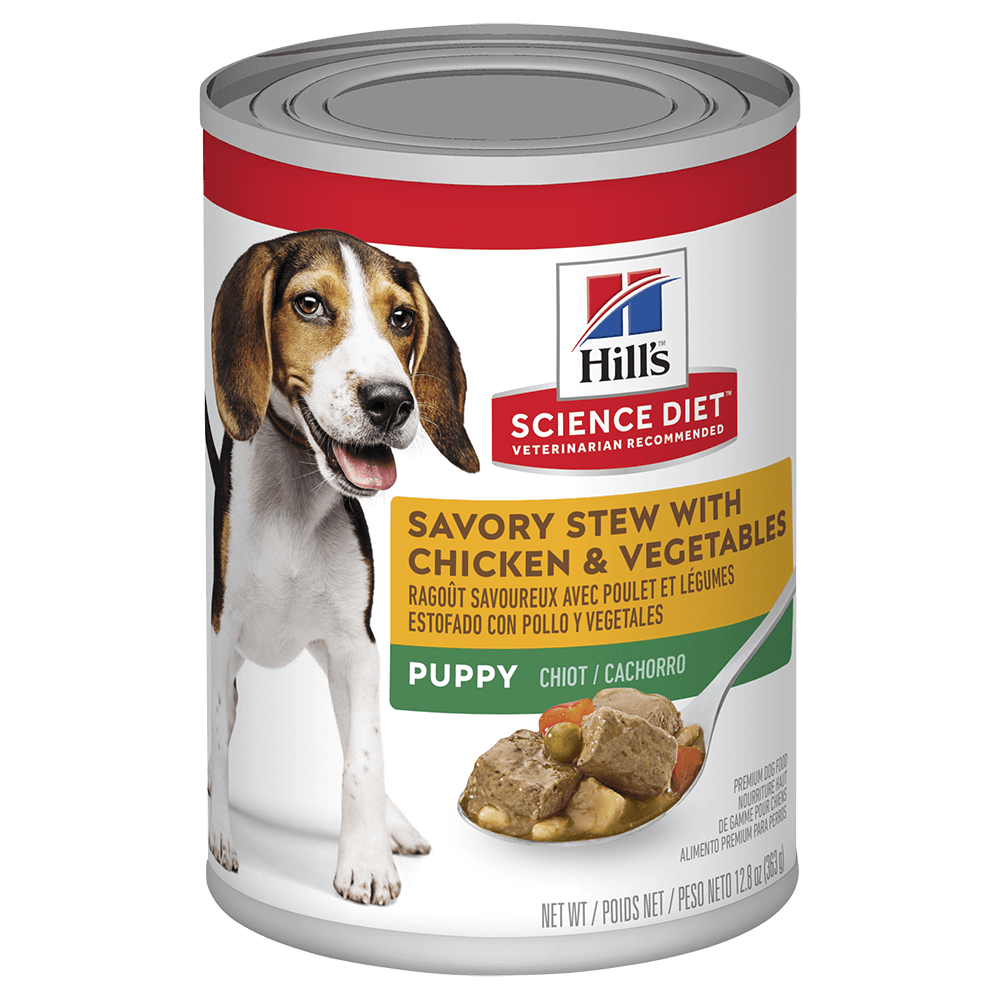 Hill’s Science Diet Wet Food Tins Puppy Savory Stew Chicken & Veg 12 x 363g