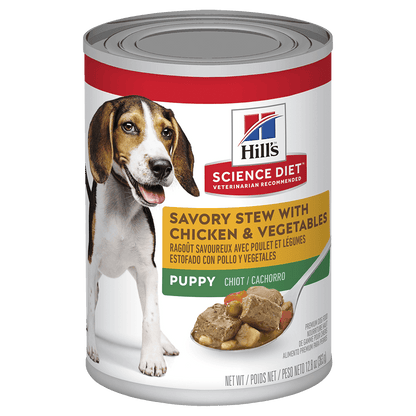 Hill’s Science Diet Wet Food Tins Puppy Savory Stew Chicken & Veg 12 x 363g