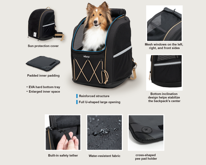 Ibiyaya Champion Large Dog Carrier Backpack - Jet Black