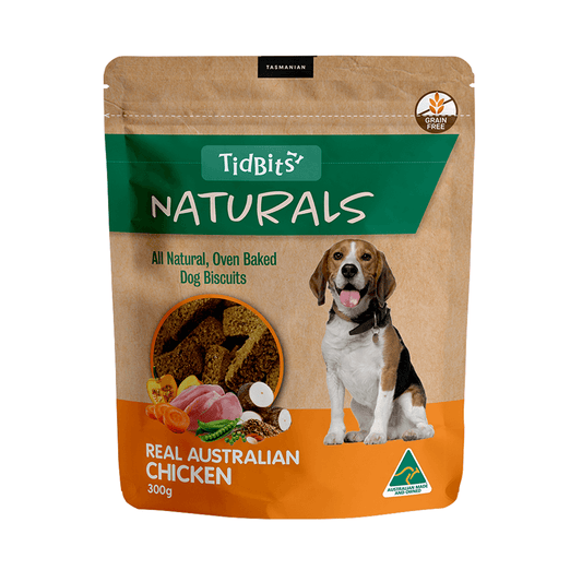 TidBits Oven Baked Biscuits Naturals GRAIN FREE Real Australian Chicken (300g)